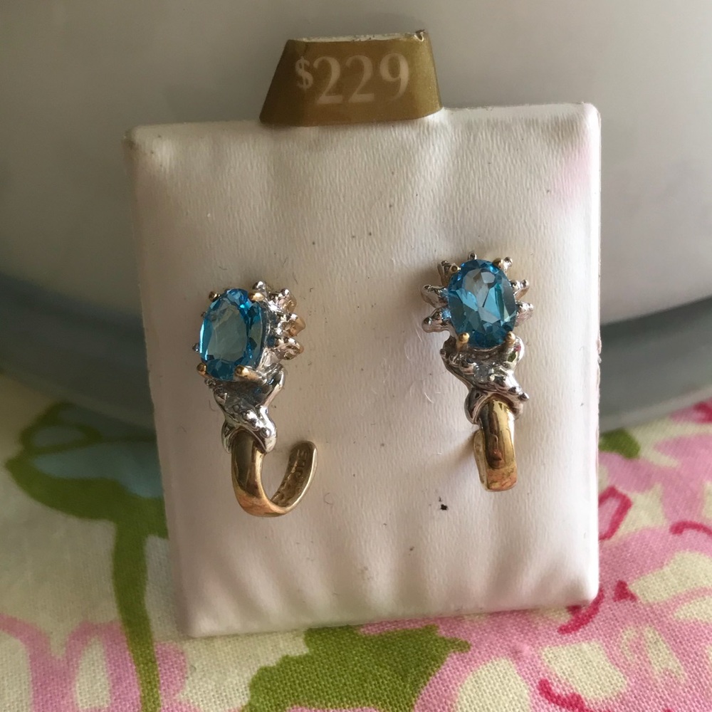 Blue Topaz and Diamond Earrings